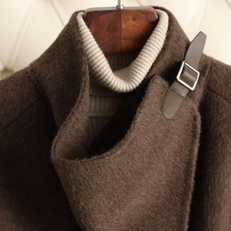 Womens Double-Sided Wool Blend Coat 2026 Winter Elegant Oversized Wrap Collar Outerwear