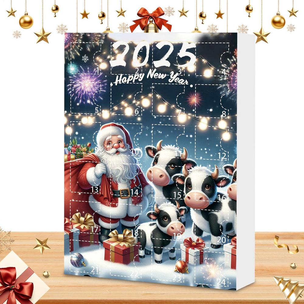 

Christmas Calendars Cute Calendars with 24 Cow Figures Toys Cartoon Ornament Toy Festive Decor for Holiday Kids Classroom Tree M