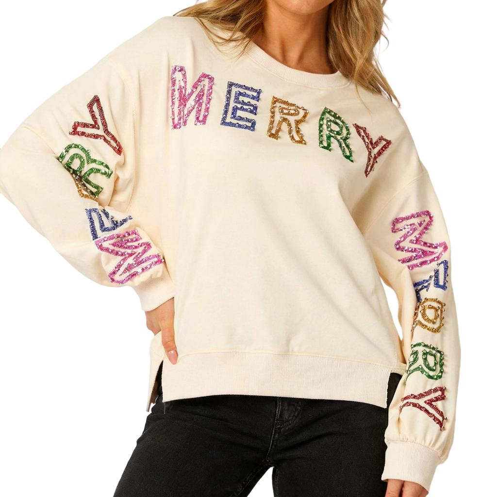 Ladies' Loose Comfortable Casual Fashionable Christmas Glitter Printed Sweatshirt
