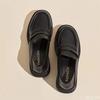 Women'S Casual Leather Shoes Fashion Thick Soled Pumps Solid Color Breathable Loafers Fashion Comfort Ladies High Heels