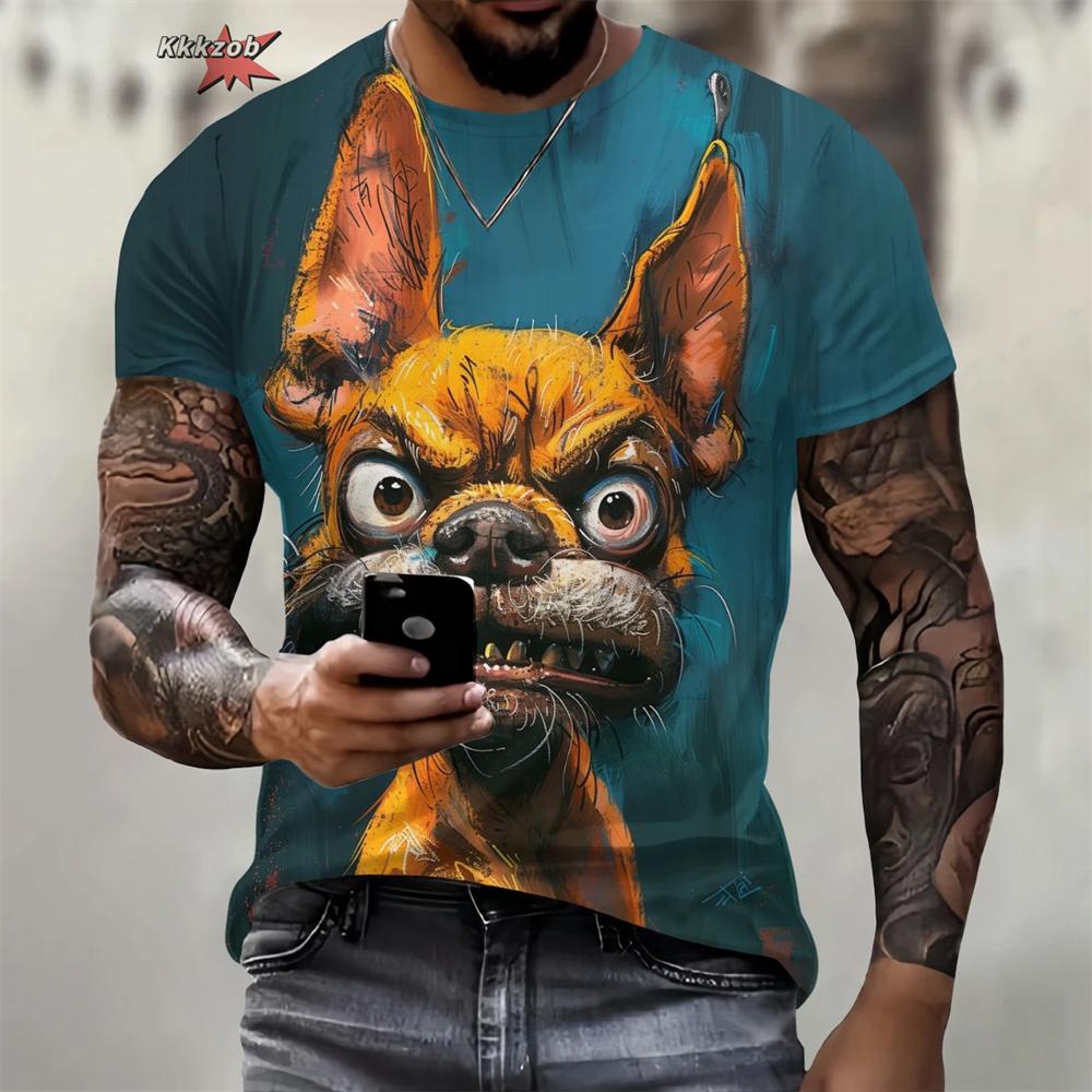 Summer Funny Dog Pattern 3D Print Men's T Shirt Casual O-Neck Loose Short Sleeve Fashion Trend Men Clothing Oversized T-Shirt