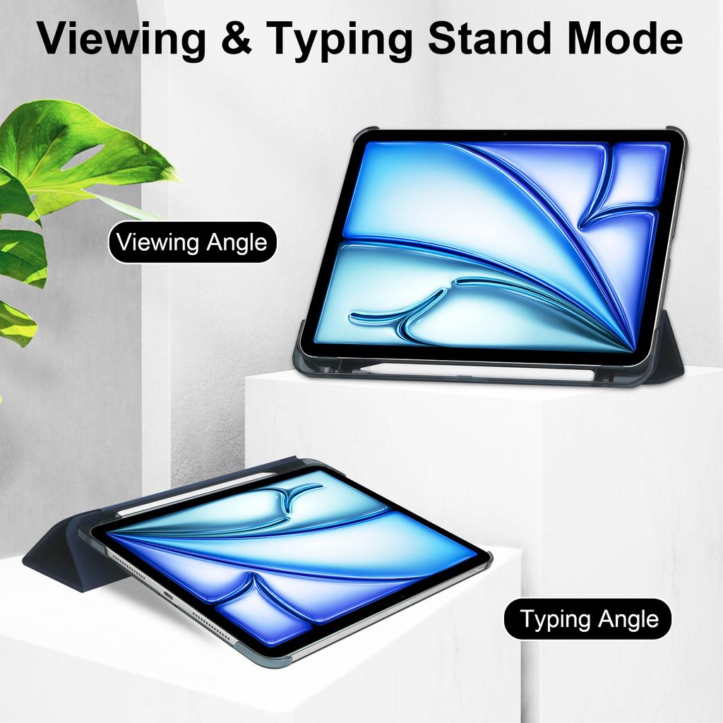 Για iPad Air 11 (2025)/(2024) Θήκη PU Δέρμα Έξυπνη Κάλυψη Tablet Ομαλή Ματ Πλάτη, Ενσωματωμένη Βάση Στυλό