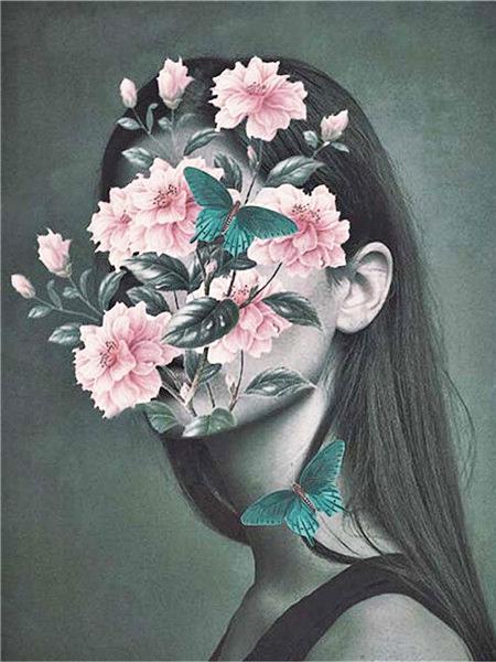 Diamant Stickerei Frau Porträt Neue Ankunft Malerei Blume Mosaik Schmetterling Bild Strass Dekor Für Home