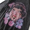 High Street Vintage Old Washed Cartoon Printed Short Sleeve T-Shirt Men'S And Women'S Bf Style Hip Hop Loose Half Sleeve Top