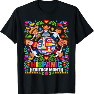 Hispanic Heritage Month Earth Childs Latin Flag T-Shirt