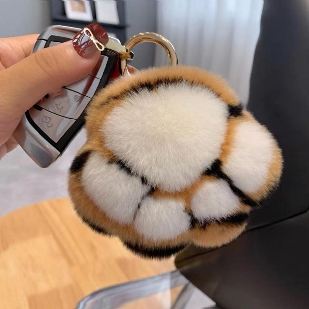Stuffed Animal Tiger Tail Stuffed Keyring Love Plush Cat's Paw Pendant Jewelry Gift