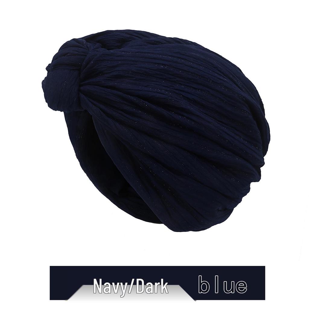 Women's Silver Thread Cross-Knot Beanie - Spring/Autumn Fashion, European & American Style, Adult Wrinkled Pullover Hat