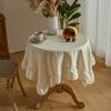Farmhouse Ruffle Round Tablecloth, Retro Cotton Linen Flounce Tablecloths Washable Table Cover For Kitchen Party Wedding Decor