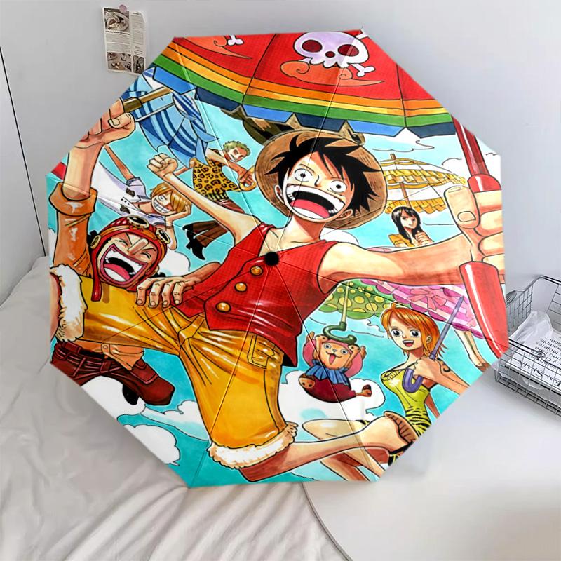 1 PC Automatic Folding Umbrella - Monkey D Luffy Pattern Portable Foldable Design With 8 Ribs Christmas Birthday Gifts