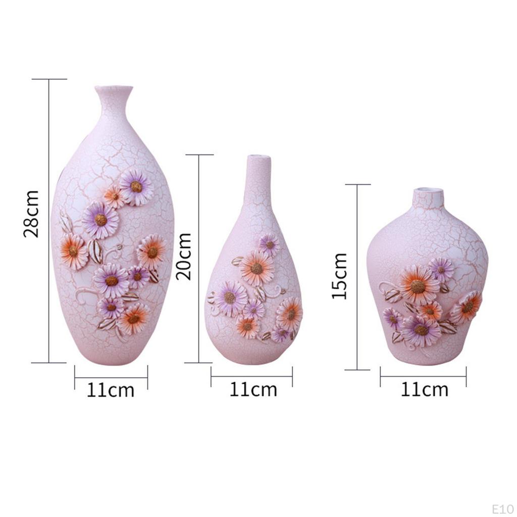 3er-Pack Harzvase Elegante Blumenvase für Hochzeitsfeier Heim Wohnzimmer Dekoration Ornament