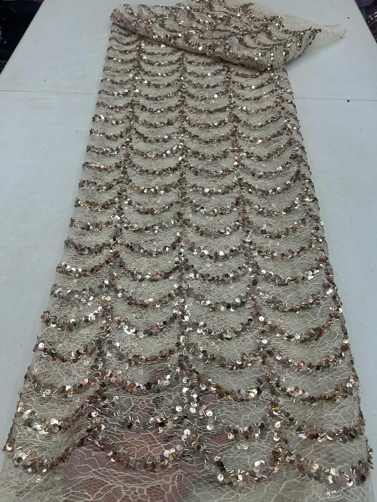 African Lace Fabric 2026 High Quality Lace with Sequins Mesh French Tull Lace Fabric for Wedding Nigerian Lace Fabrics Material