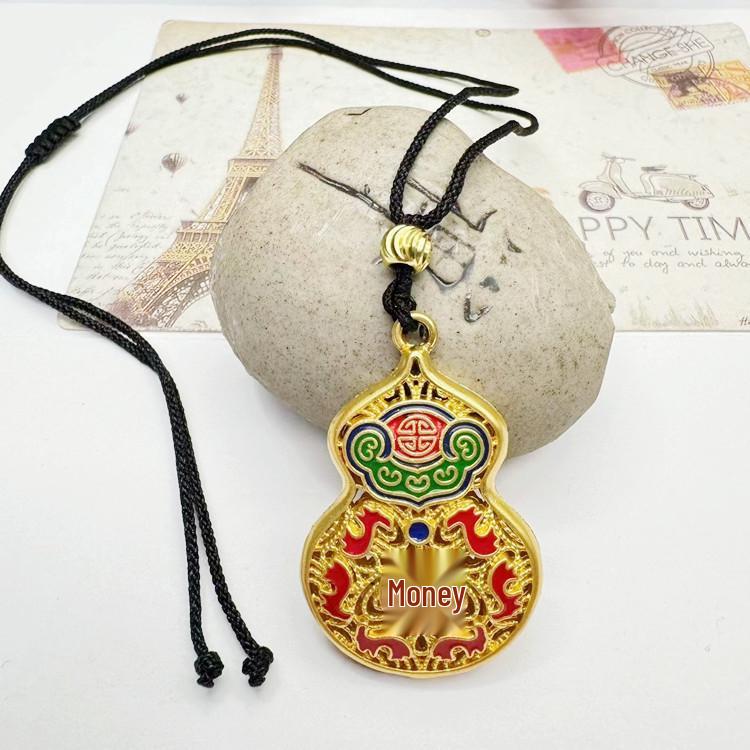 Vietnamesischer Sandgold Buddha Anhänger: Vergoldetes Maitreya Flammen Design