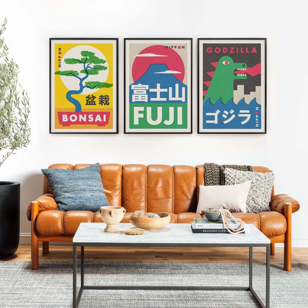 Vintage Japanischer Bonsai-Baum, Streichholzschachtel-Etikett, Kunstdruck, Poster, Monster-Kirschblüte, Mount Fuji, Leinwand, Pinting Room Home Decor
