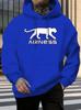 Casual Fleece Hoodie with Panther Graphic Print & AIRNESS Text - Vibrant Red