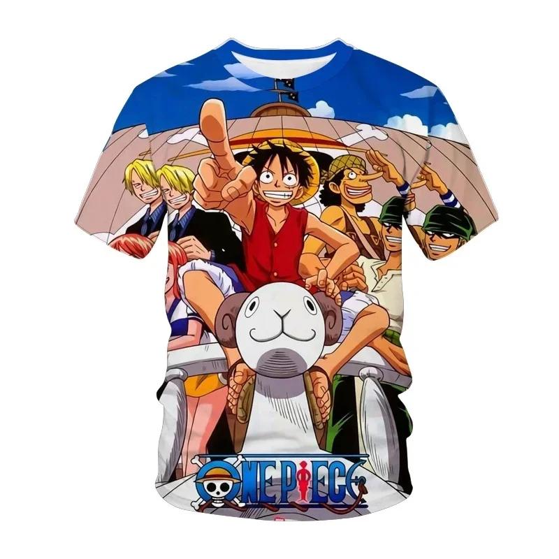 Summer New Japanese Animation Short Sleeve  3D Printing  Men's Clothing Casual Round Neck