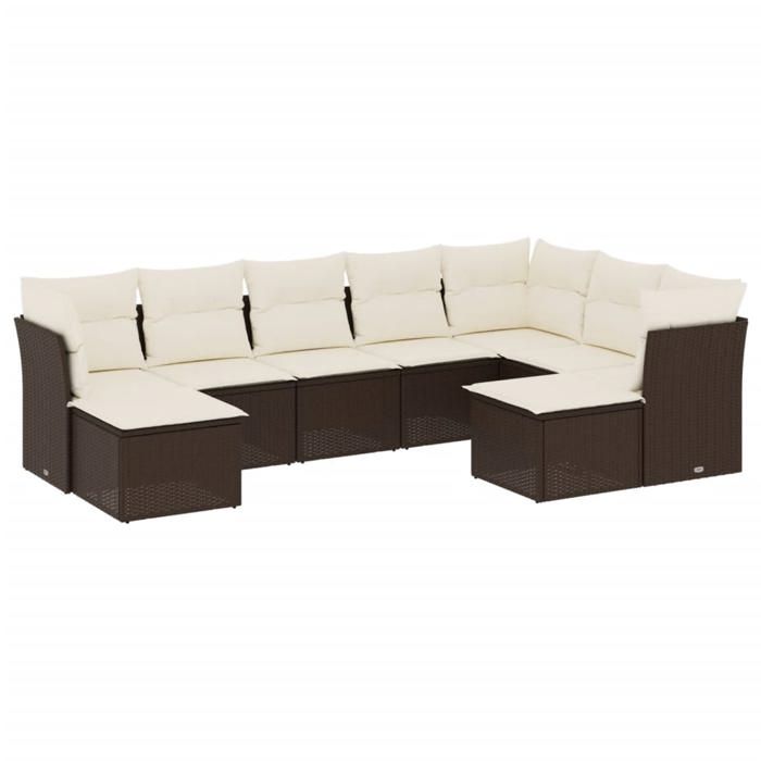 VidaXL Salon de Jardin avec Coussins 9 pcs, Canapés avec Pieds Réglables, Ensemble de Meubles d'Extérieur Patio Terrasse, 3250412