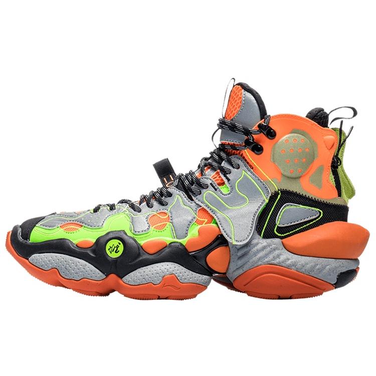 New LiNing New York Fashion Apparel ACE Runway Style High Top Vintage Basketball Shoes Men's Orange Black AGBP091-12