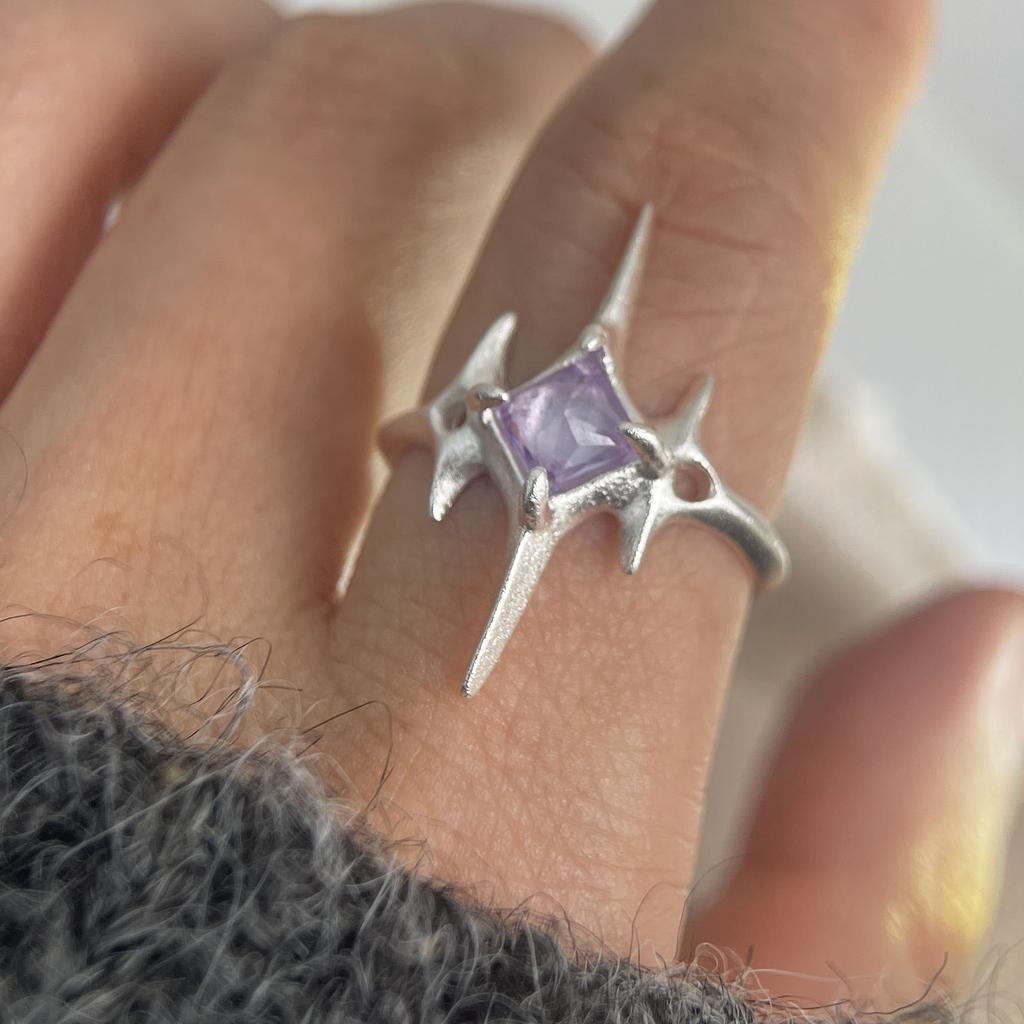 925 Sterling Silver Rings For Women Geometric Fine Jewelry Finger Adjustable Simple Flash Shape Ring For Party Birthday Gift