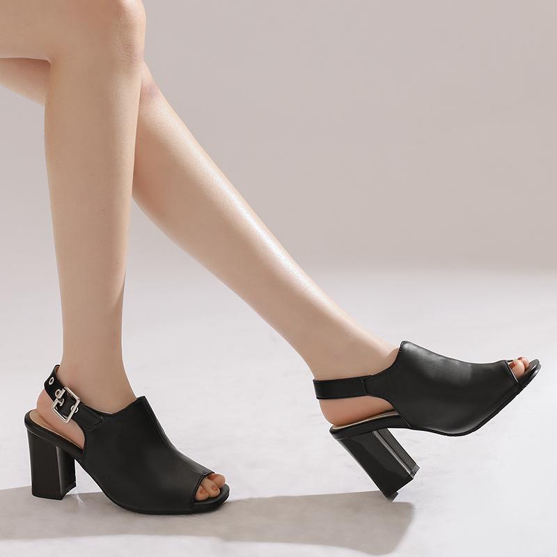Women's High-heeled Sandals Spring and Summer New Thick-heeled Large-size Fish-mouth Sandals