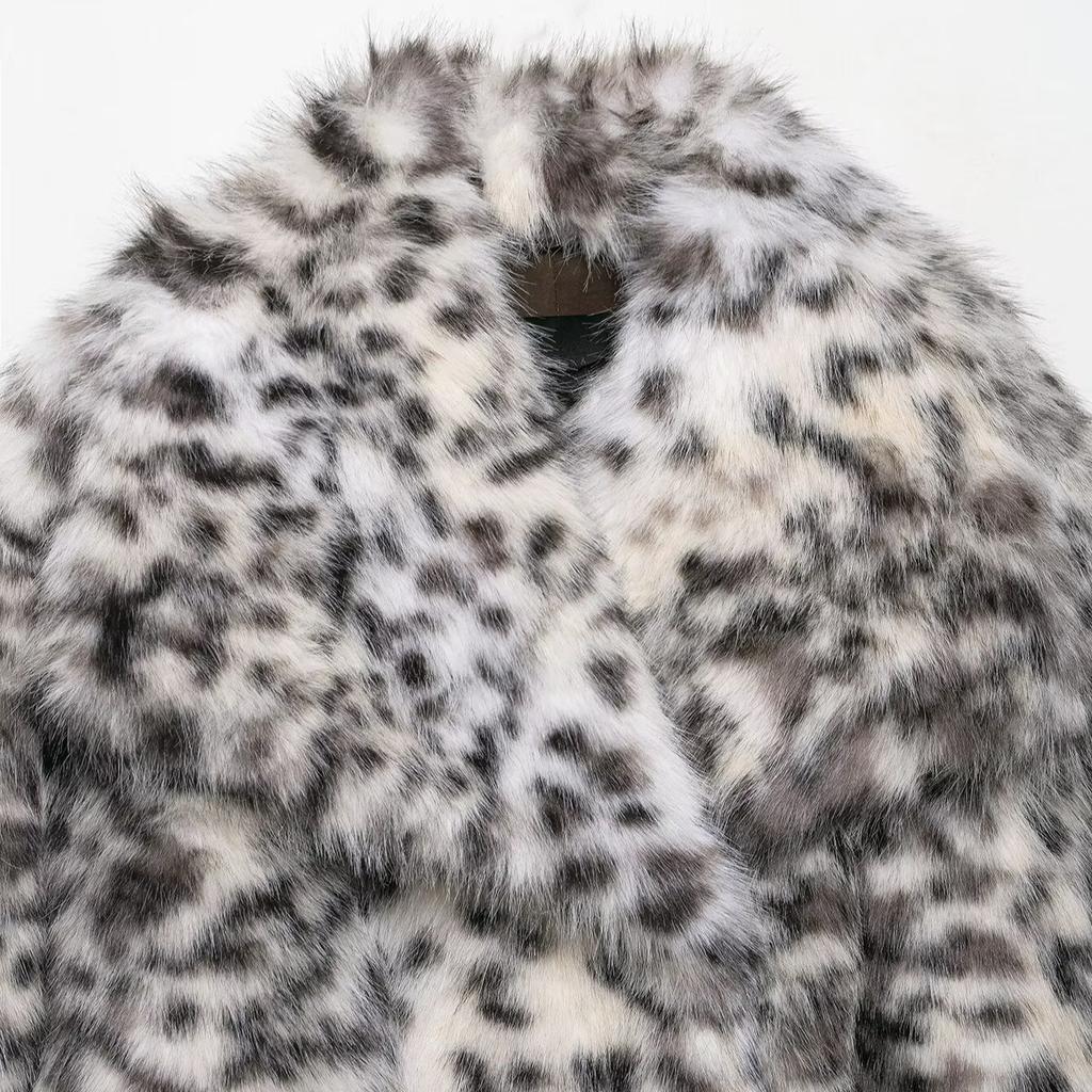 European and American style, new women's clothing, fashionable casual animal print artificial wool jacket