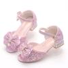 Girls' Chunky Heel Sandals, New Summer Peep-toe Sandals, Little Princess Children's High-heeled Shoes, Performance Shoes for Older Children
