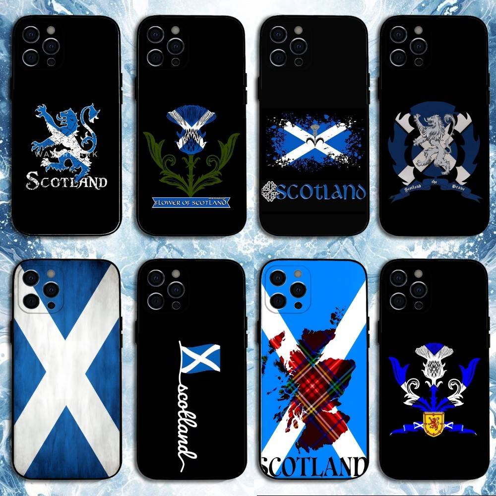 Scotland Scottish Flag Phone Case For iPhone17,16,15,14,13,12,11 Plus,Pro Max, Soft Silicone Black Cover