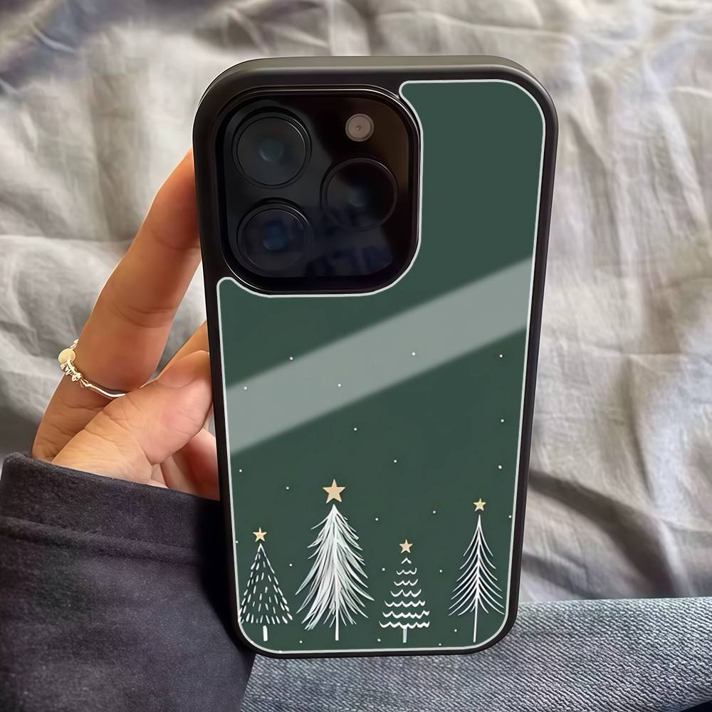 Christmas Tree Pattern Fashion Ins Phone Case For IPhone17 16 15 14 13 12 11 Pro Max Glossy HD Hard PC Cover