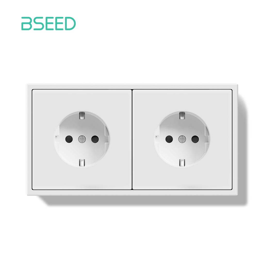 BSEED Double EU Socket 150*80mm Power Outlets Electric Sockets Plastic Wall USB C Socket White Black Gold Gray 16A E Series