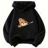 Children's Fun Zipper Bear Cartoon Printed Hooded Sweater Casual and Comfortable Long-sleeved Pullover