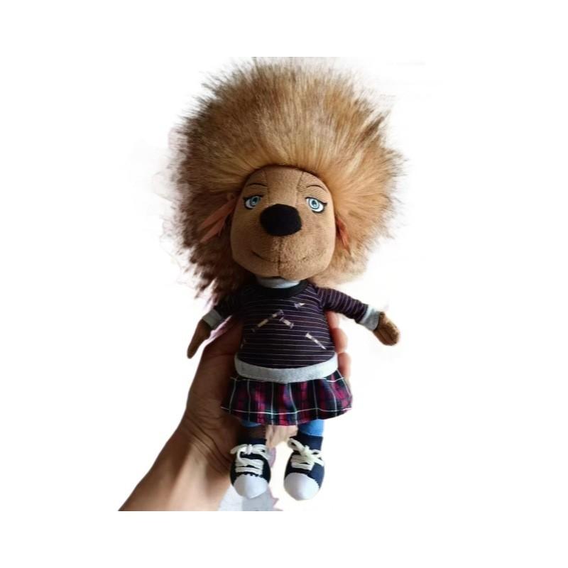 

Sing Ash Plush Doll With Embroidery Design And Striped Top Plaid Skirt Decor