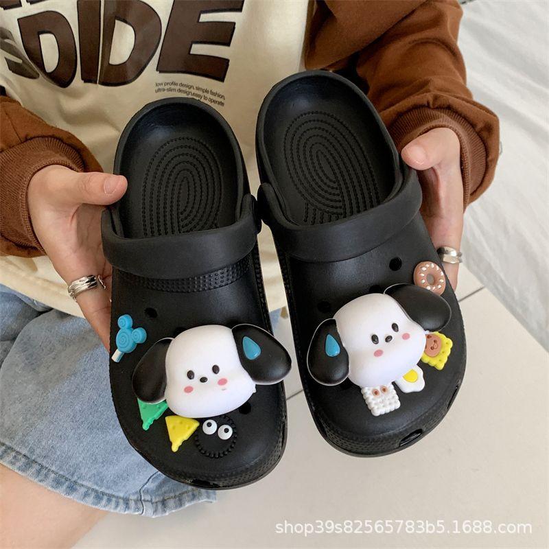 Chiapa Dog Hole Shoes Women's Summer Wear Big-eared Dog Kulomian New Versatile Beach Toe Shoes