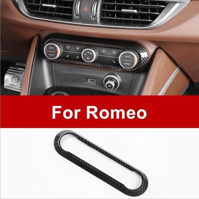 For Alfa Romeo Giulia Stelvio Accessories Car Interior Carbon Fiber Color Center Console AC Button Panel Cover Frame Sticker Decoration