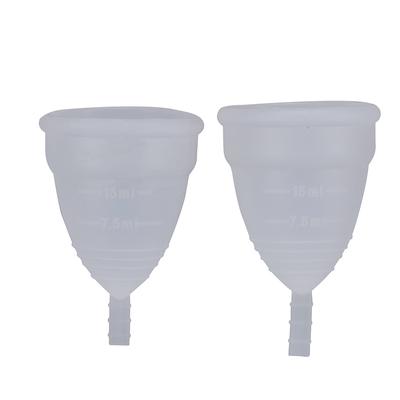 Set da 2 pezzi Coppetta mestruale riutilizzabile in silicone per donna Igiene femminile(bianca)