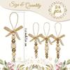 24pcs Bohemian Wooden Bead Christmas Tree Ornaments Natural Wood Beads & Gold Beads Bows Hanging Decor for Wreaths Holiday Trees