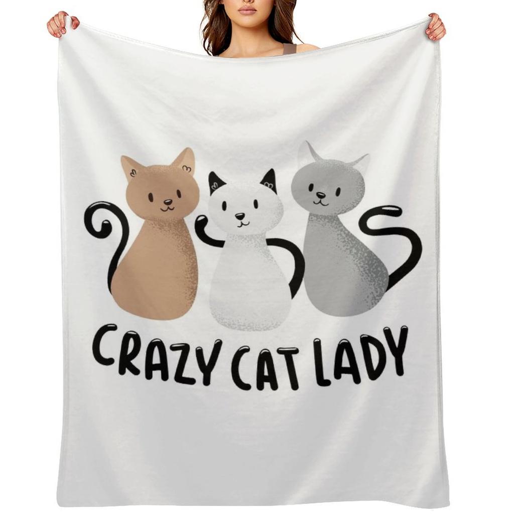 Crazy Cats Lady Throw Blanket funny gift Multi-Purpose Winter beds for winter Blankets