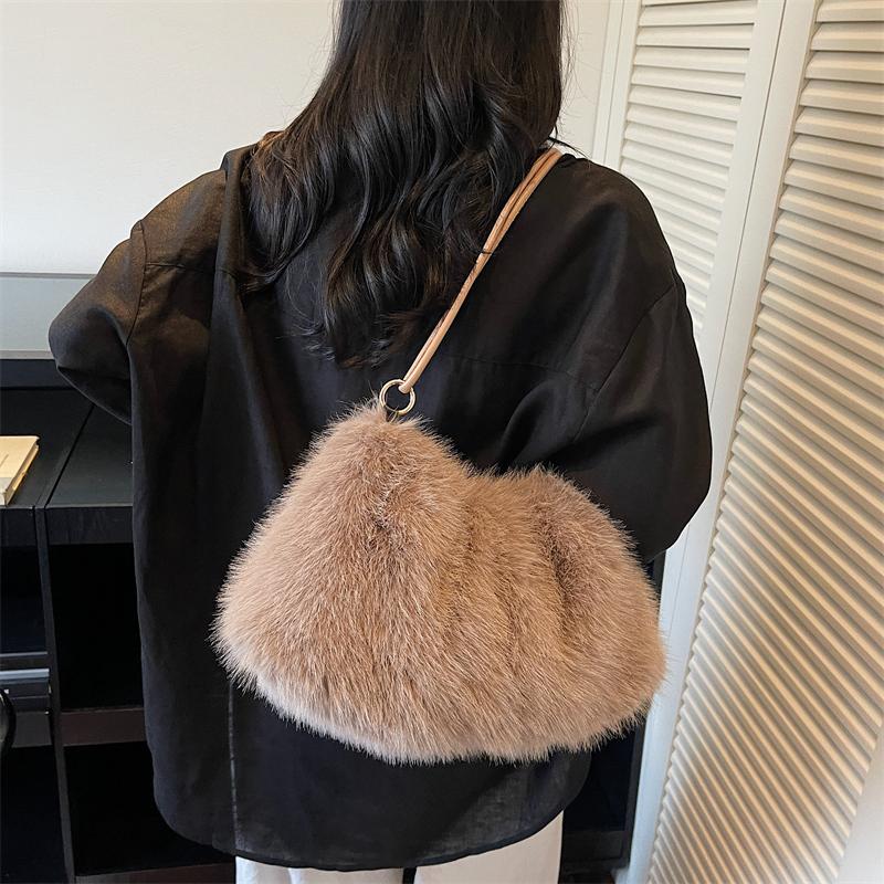 Women's Shoulder Bag Large Capacity Underarm Bag Solid Color Tote Bag