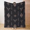 Retro Western Bull Geometric Flannel Blanket  Mid Century AllSeason Bed Sofa Camping Throw