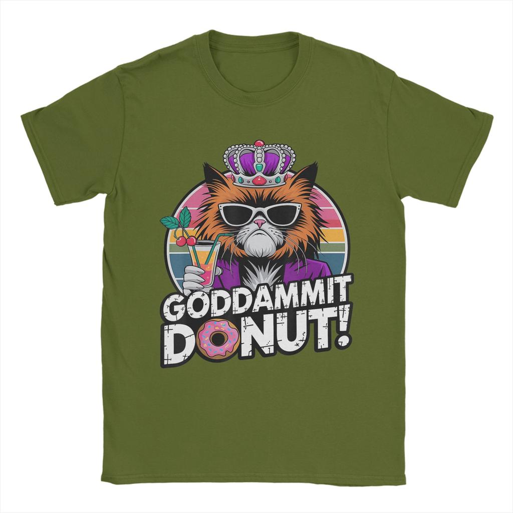 Goddammit Donut Funny Princess Cat Glasses TShirt Summer Cotton T Shirts For Men Trendy Cool Casual Tee Shirt Yk Top Tees