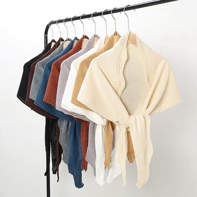 Dreieckiger Strickschal Damen Elegant Partykleid Schal Wickeltücher Warmer Strick Halstuch Büro Schals Sonnenschutz Winddichte Stolen