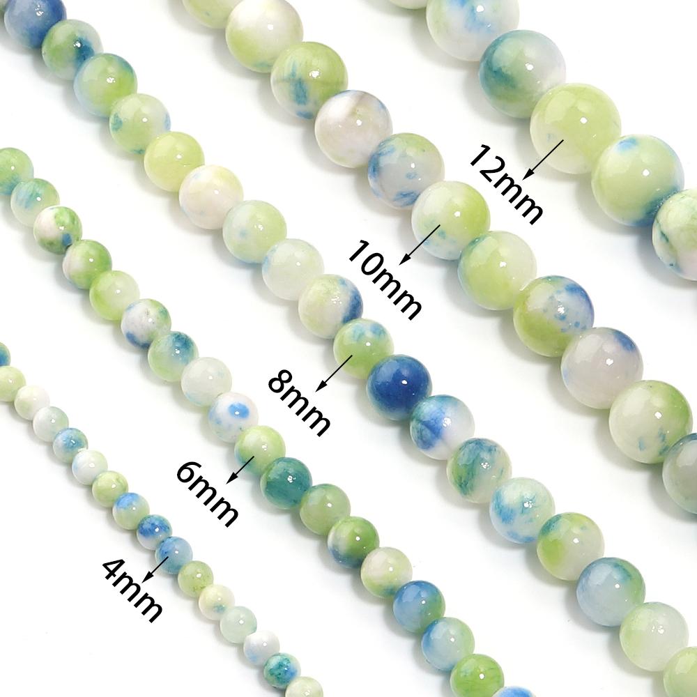 4 6 8 10 12mm Natural Persian Jade Stone Beads Blue Yellow Mixed Round Loose Beads For Jewelry Making DIY Bracelets Necklace