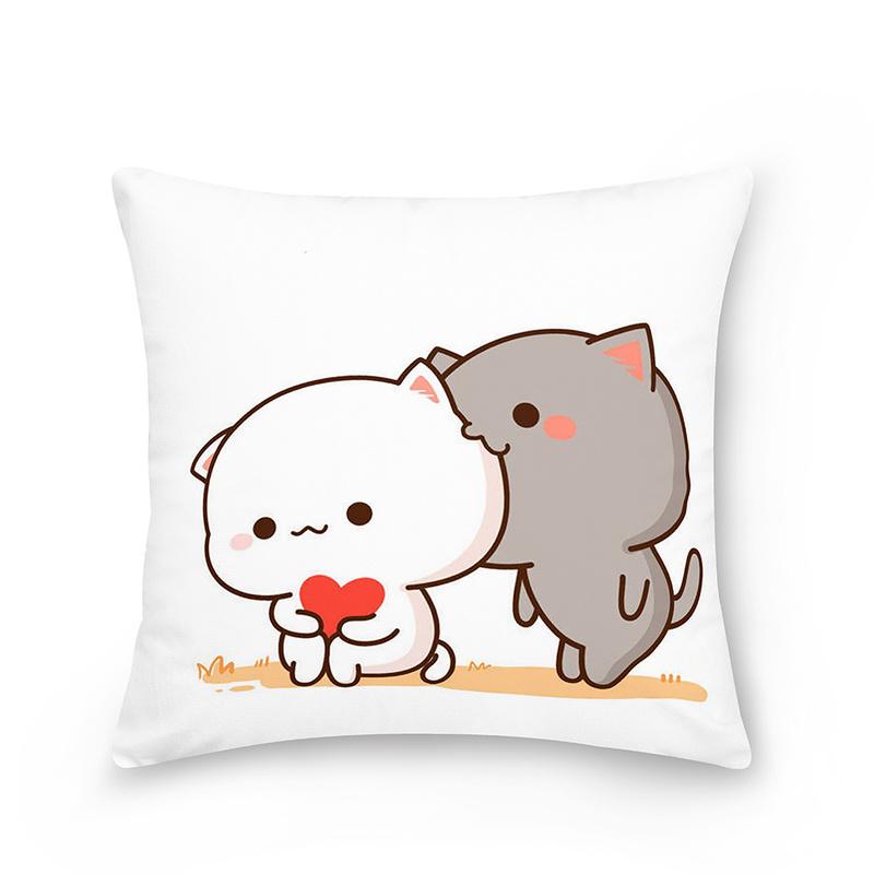 Home Peach Cat Cushion Cover Pillowcase Sofa Car Pillowcase Christmas Decoration Bedroom Living Room Pillowcase