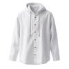 Oversized Shirt - Spring/Autumn Loose-Fit Solid-Colour Linen Men's Casual Long-Sleeved Hooded Cardigan