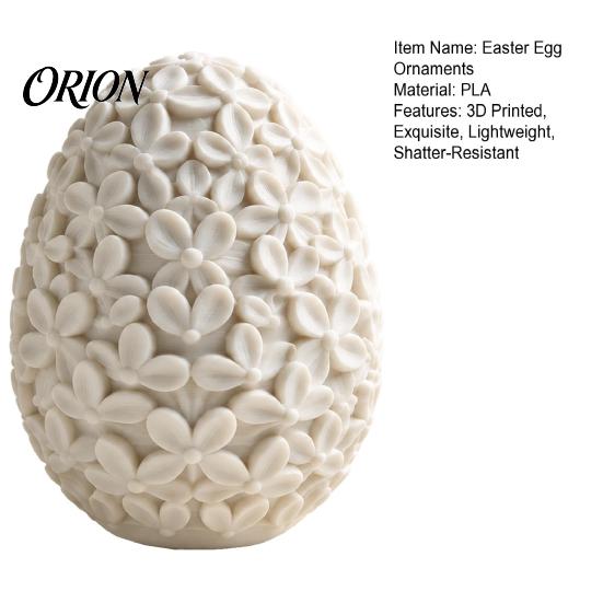 3D Printed Flower Relief Eggs Floral Easter Egg Ornament, Embossed Spring Window Display Accents Tabletop Decor, Desktop Figurine for Holiday