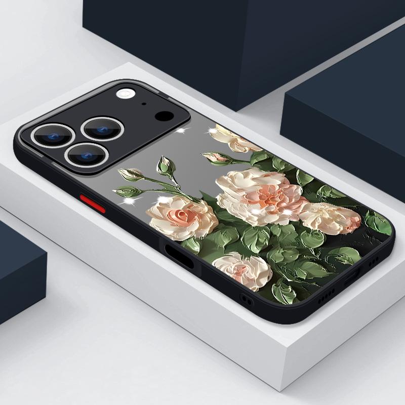 Black Rose Lotus Flower Print Phone Case For iPhone 17 Air 16 15 14 Pro Max 13 16 17 Pro 16e 17 Matte Shockproof Soft Edge Hard Cover
