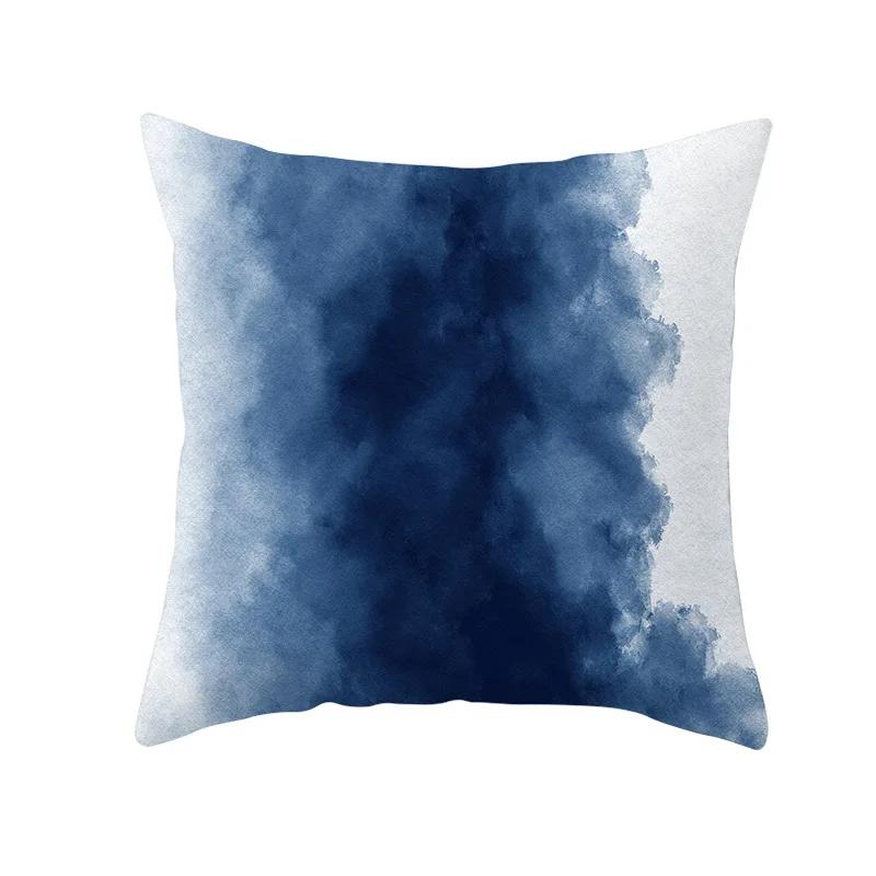 45x45cm Light Luxury Blue Abstract Print Throw Pillow Cover Sofa Cushion  Marble Stripe   Home Decor