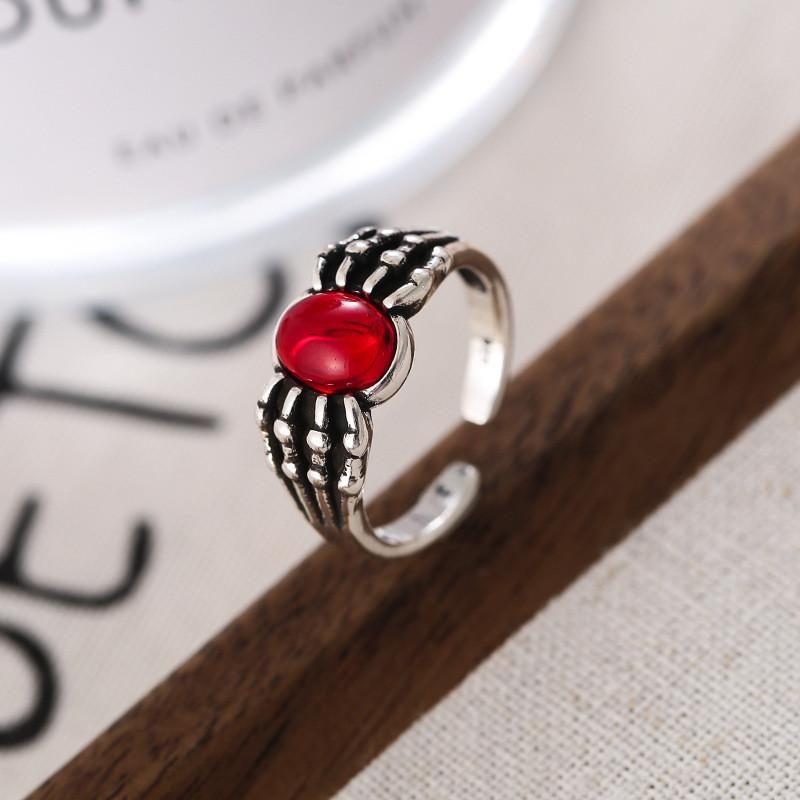 Chic Punk Style Skull Ruby Ring For Women Adjustable Copper Fashion Statement