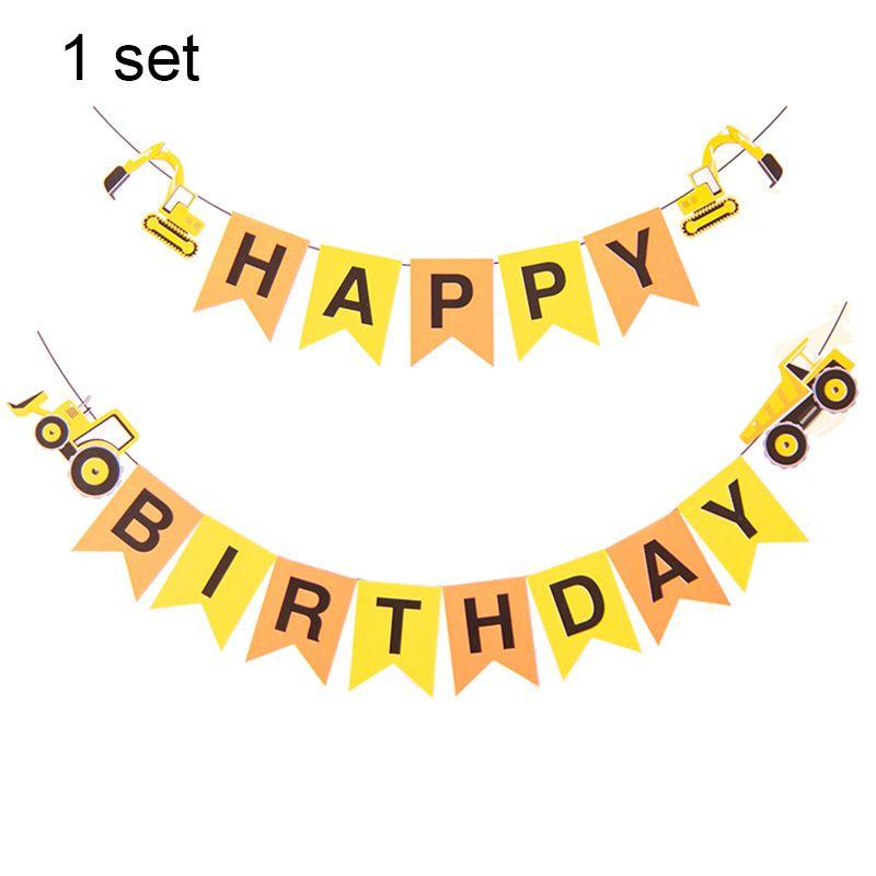 Excavator Vehicle Truck Boy Kids Party Birthday Supplies Decor Tableware Banner