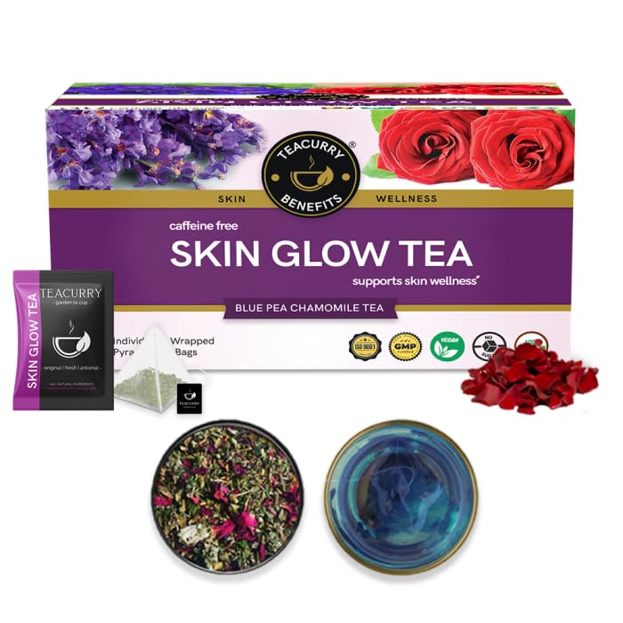 

TEACURRY Skin Glow Tea (1 Month Pack | 30 Tea Bags) - Help in Skin Shine, Moisturized Skin, Acne, Anti-Aging | 60 Grams