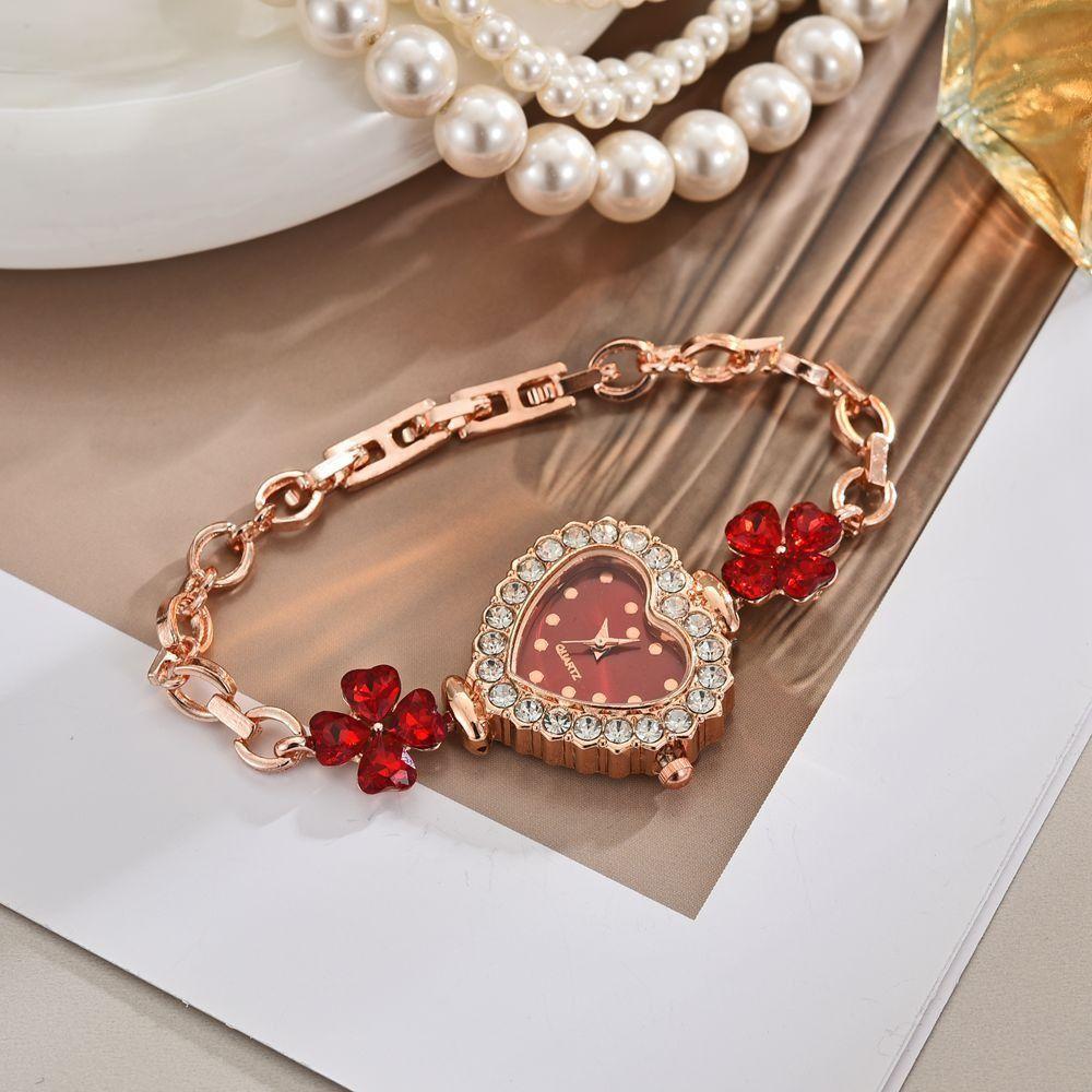 with Adjustable Bracelet Heart Shaped Watch Diamond Studded Watch Strap Wrist Decoration  Gift
