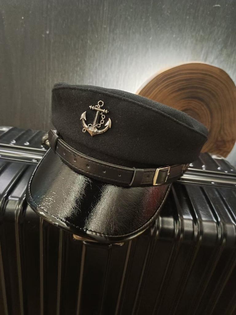 Vintage Anchor Belt Navy Hat Woolen Newsboy Hat British Style Personalized Cap